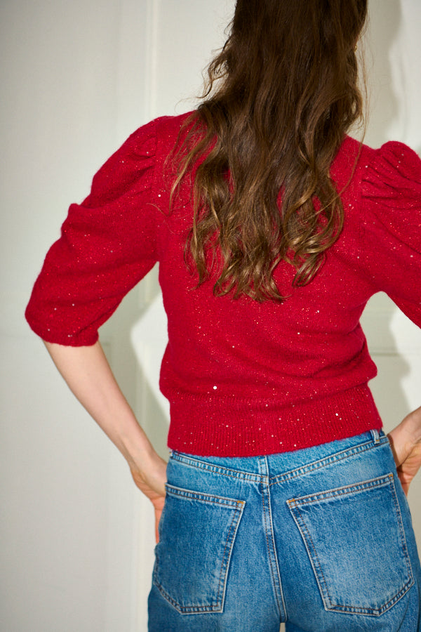 Mira Knit Cardigan <br>-RED-