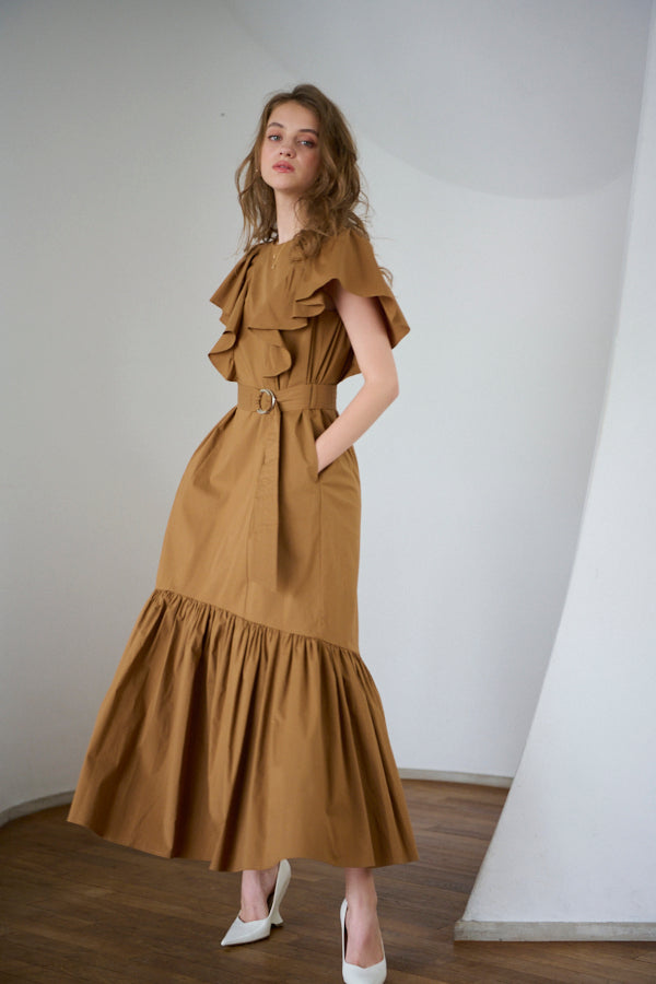 Blanca Ruffled Belted Dress -MOCA-