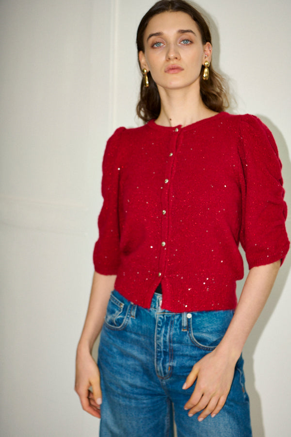 Mira Knit Cardigan <br>-RED-