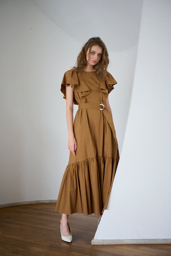 Blanca Ruffled Belted Dress -MOCA-