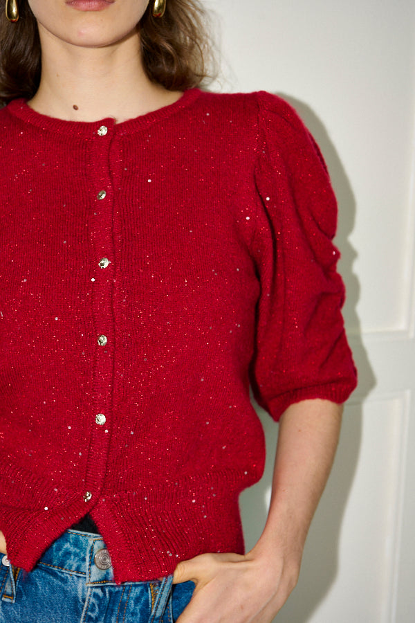 Mira Knit Cardigan <br>-RED-