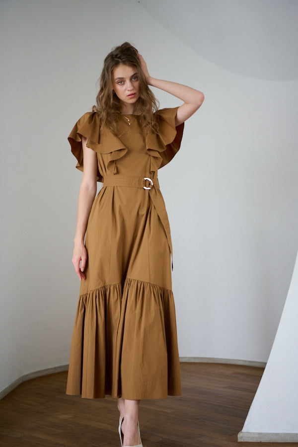 Blanca Ruffled Belted Dress -MOCA-