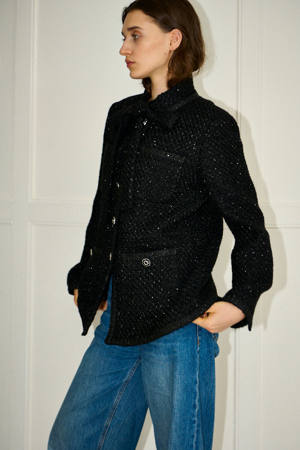 Ivanna Tweed Bow Jacket <br>-Black-