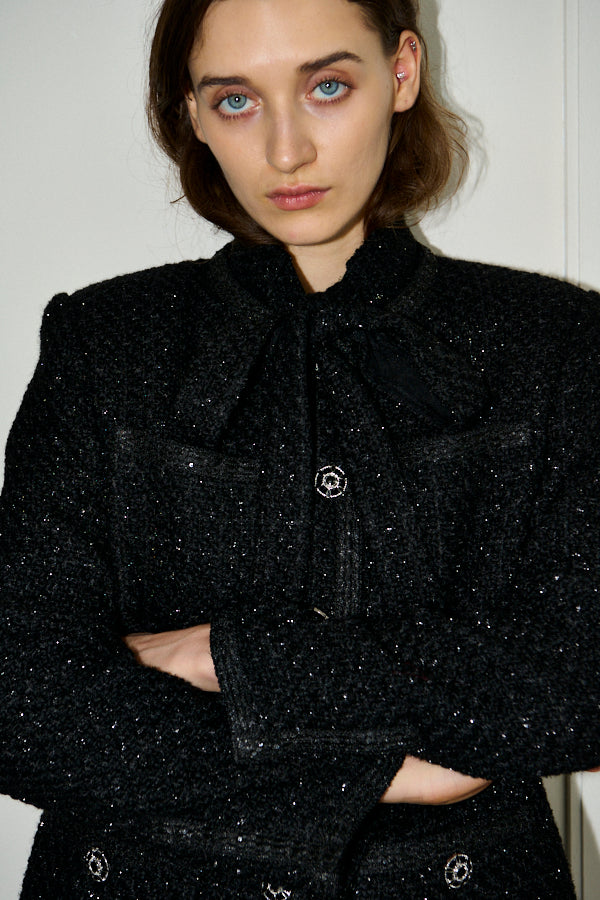 Ivanna Tweed Bow Jacket <br>-Black-