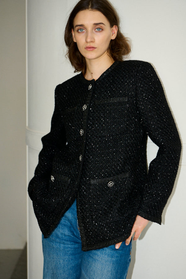 Ivanna Tweed Bow Jacket <br>-Black-