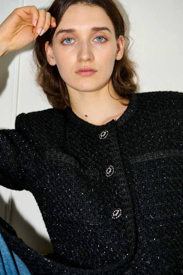 Ivanna Tweed Bow Jacket <br>-Black-