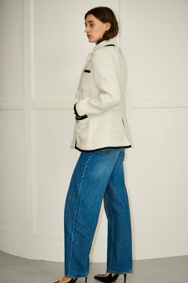 Ivanna Tweed Bow Jacket <br>-Off white-
