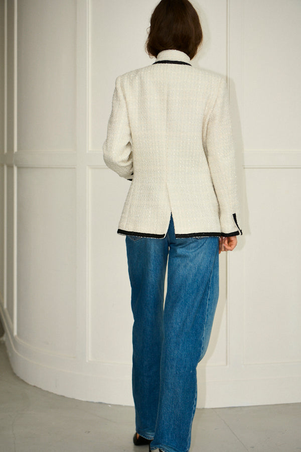 Ivanna Tweed Bow Jacket <br>-Off white-