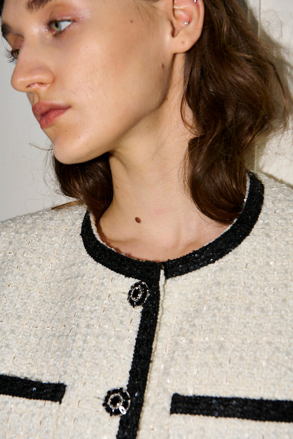 Ivanna Tweed Bow Jacket <br>-Off white-