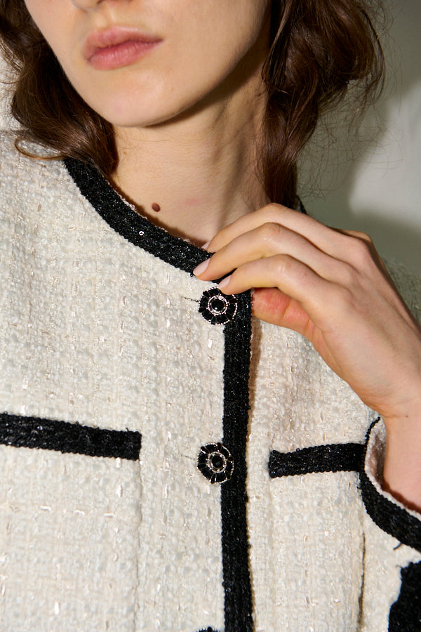 Ivanna Tweed Bow Jacket <br>-Off white-