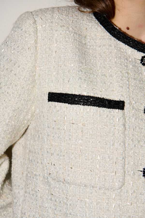 Ivanna Tweed Bow Jacket <br>-Off white-