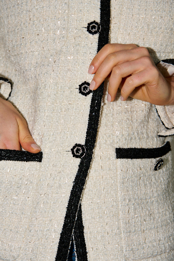 Ivanna Tweed Bow Jacket <br>-Off white-