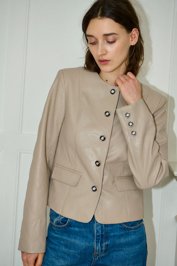 Camelia Quilted Jacket <br>-Beige-