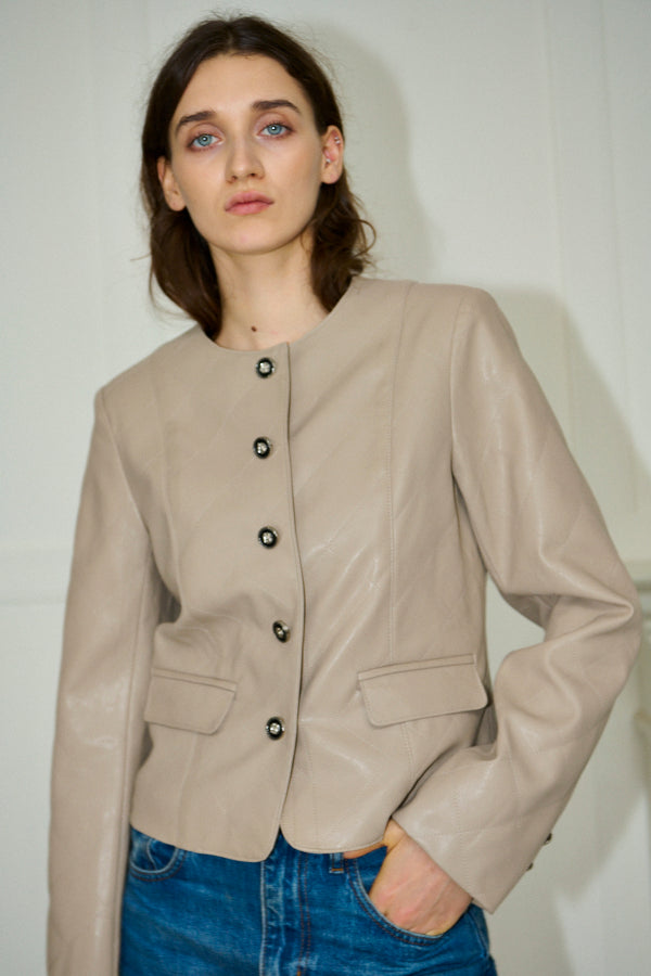 Camelia Quilted Jacket <br>-Beige-