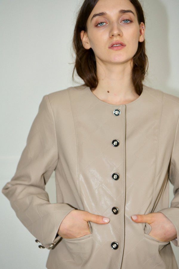 Camelia Quilted Jacket <br>-Beige-