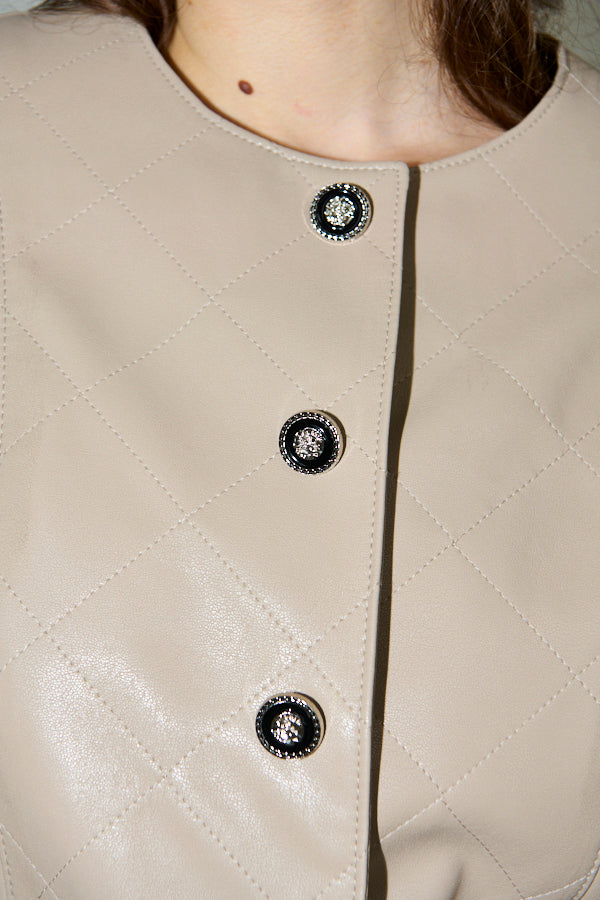 Camelia Quilted Jacket <br>-Beige-