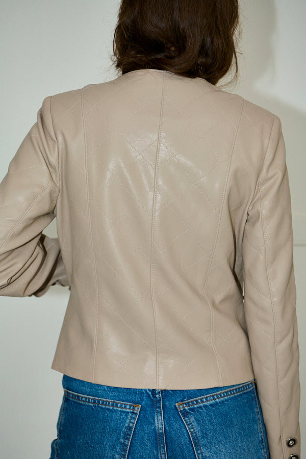 Camelia Quilted Jacket <br>-Beige-