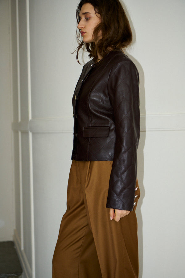 Camelia Quilted Jacket <br>-Brown-