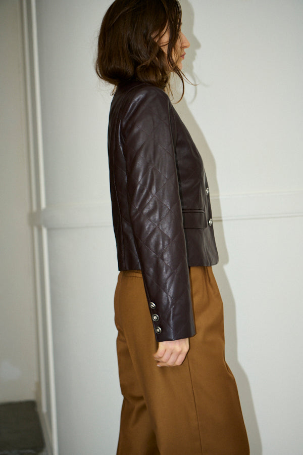 Camelia Quilted Jacket <br>-Brown-