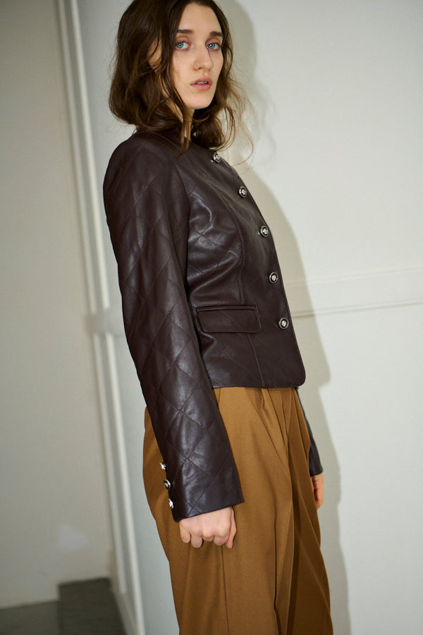 Camelia Quilted Jacket <br>-Brown-