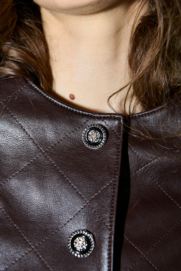 Camelia Quilted Jacket <br>-Brown-