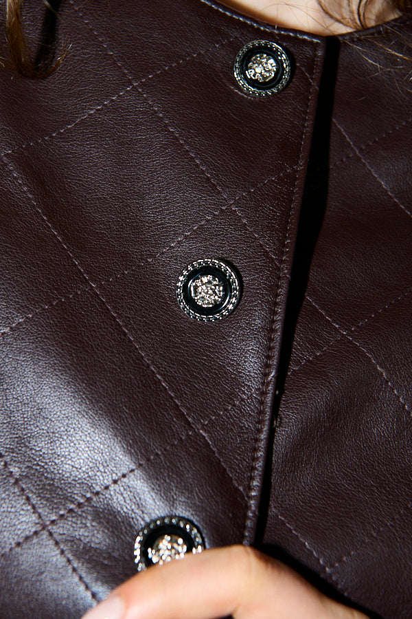 Camelia Quilted Jacket <br>-Brown-