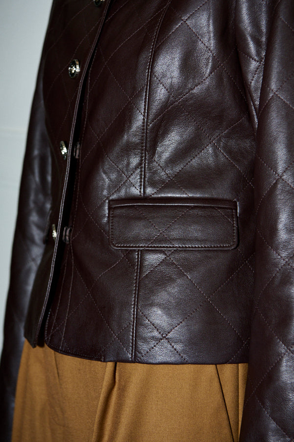 Camelia Quilted Jacket <br>-Brown-