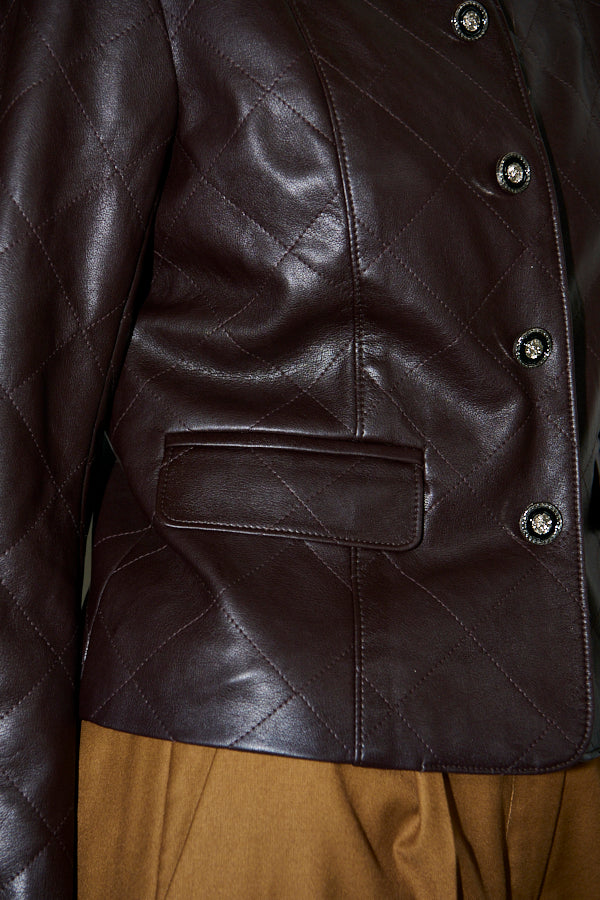 Camelia Quilted Jacket <br>-Brown-