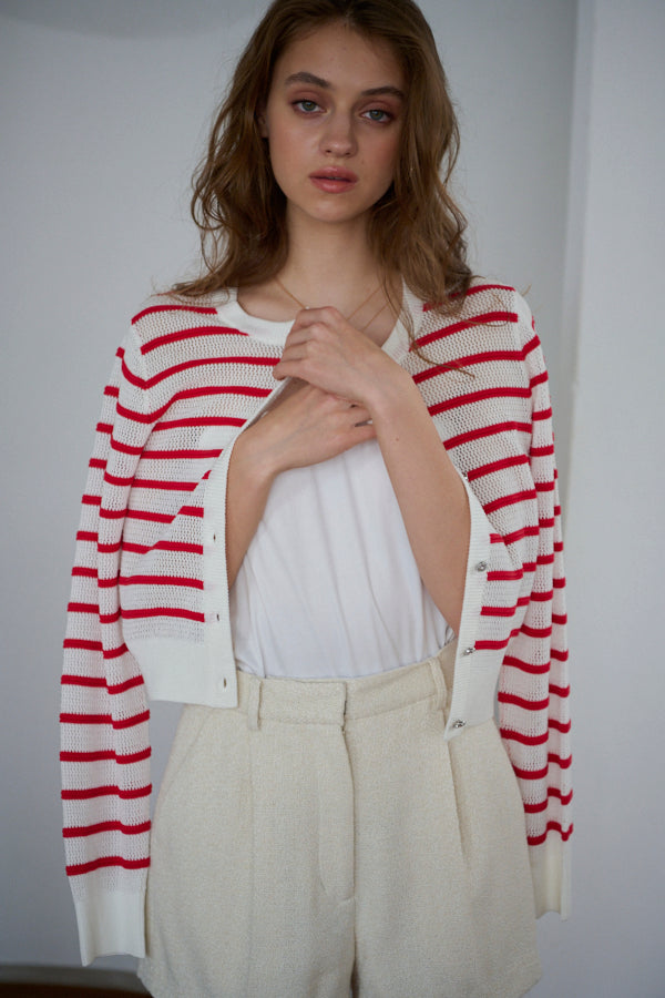 Cecilia Cardigan <br> -RED x WHT-