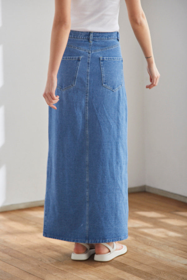 Kate Denim Long Skirt <br> -BLU-