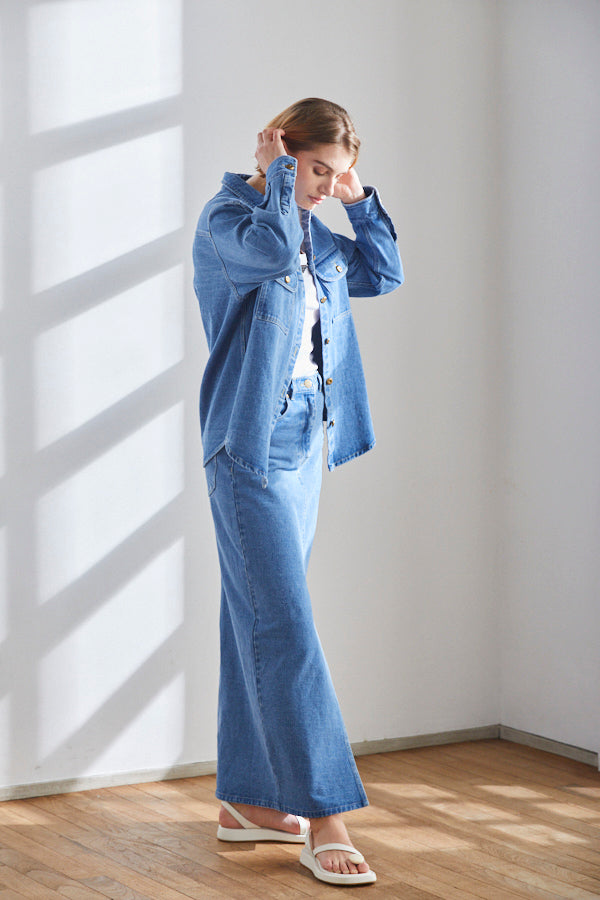 Kate Denim Long Skirt <br> -BLU-