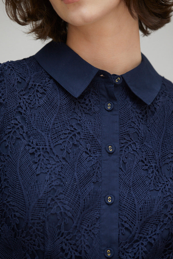 Charlotte Belted Lace Dress <br> -NVY-