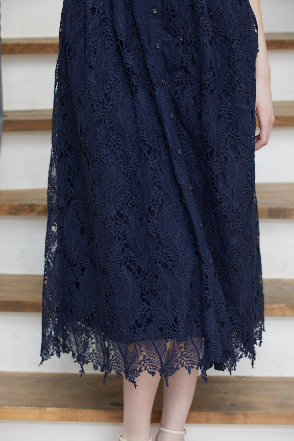 Charlotte Belted Lace Dress <br> -NVY-