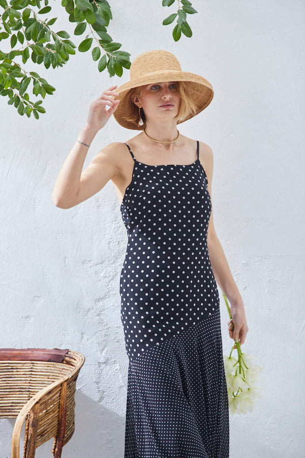 Aviana Dress <br>  -BLK x wht dot-