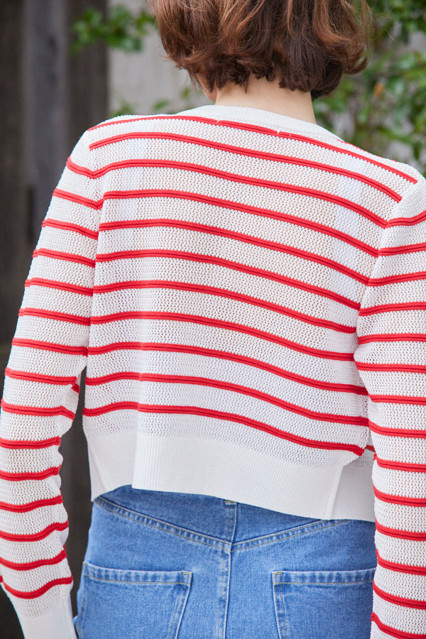 Cecilia Cardigan <br> -RED x WHT-