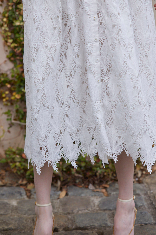 Charlotte Belted Lace Dress <br> -WHT-