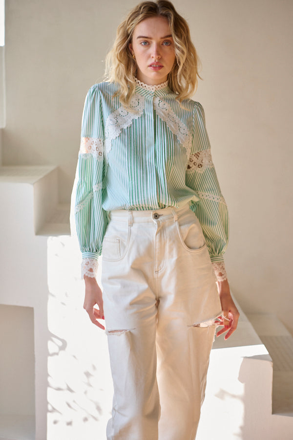 Bibi Lace-trimmed Blouse  <br>-GRN.st-