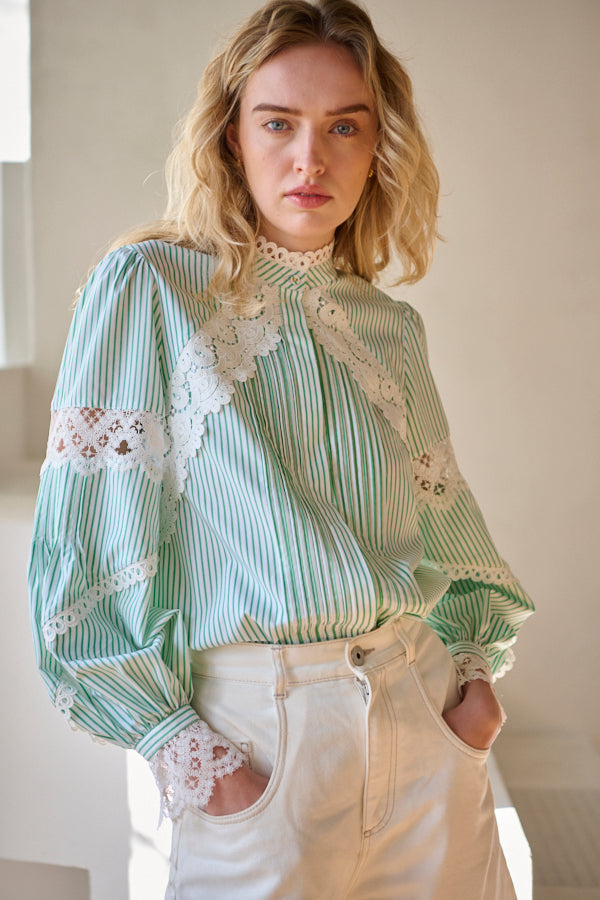 Bibi Lace-trimmed Blouse  <br>-GRN.st-