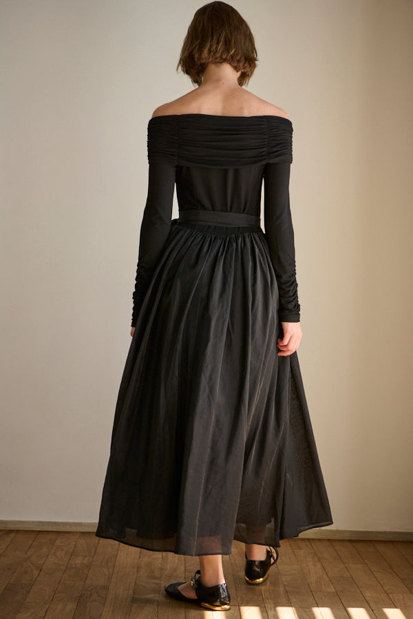 Della Belted Long Dress <br> -BLK-