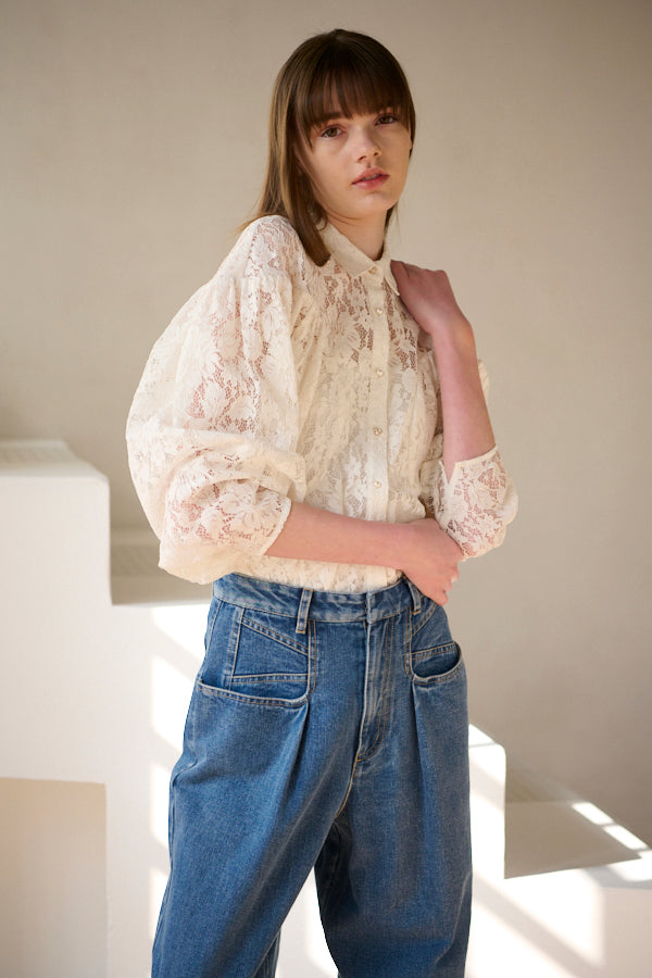 Betty Lace Blouse <br>   -WHT-