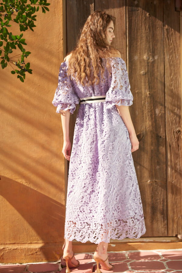 Sunset Lace Dress <br> -YEL-