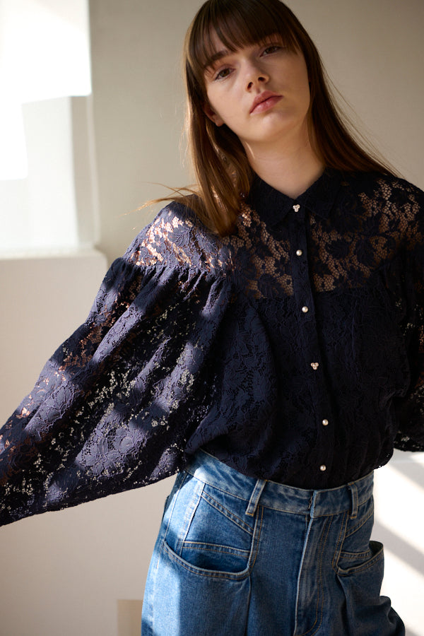 Betty Lace Blouse  <br>  -NVY-