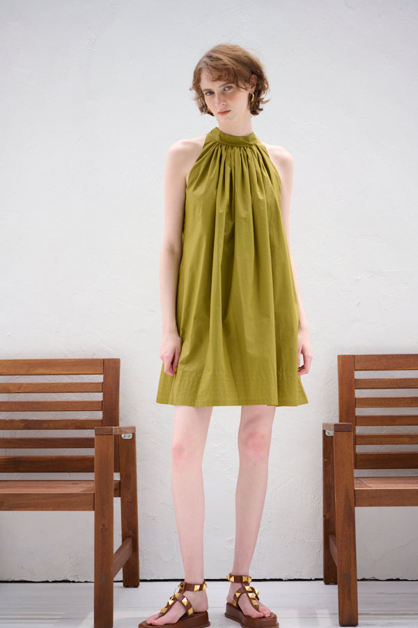 Clara Back Ribbon Dress <br> -Gold KHAKI-