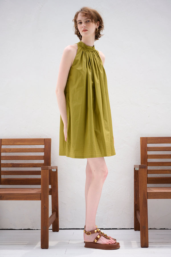 Clara Back Ribbon Dress <br> -Gold KHAKI-