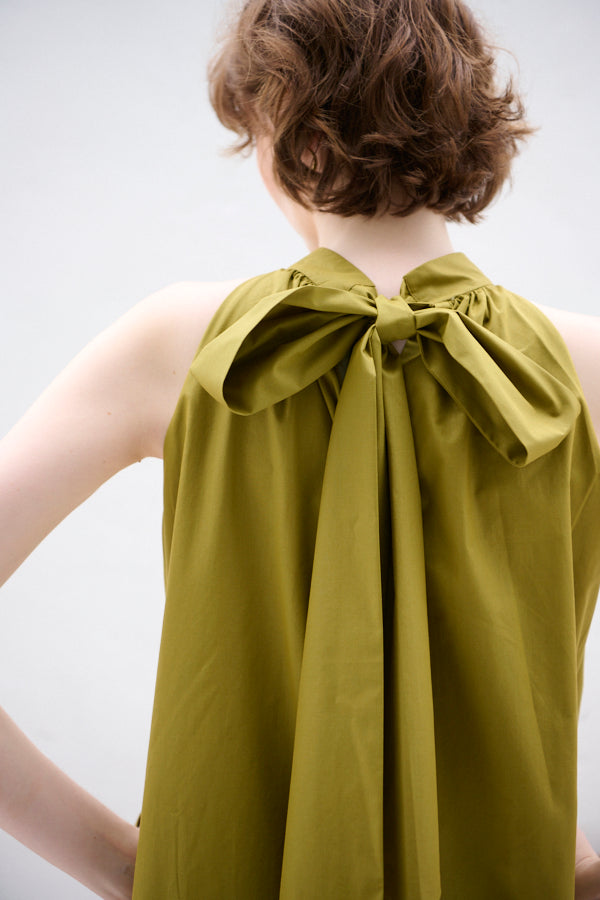 Clara Back Ribbon Dress <br> -Gold KHAKI-