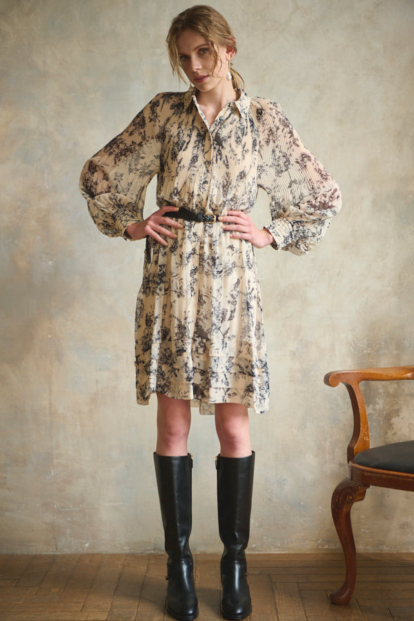 Merida Floral Belted Dress <br>  -IVO x blk pt-