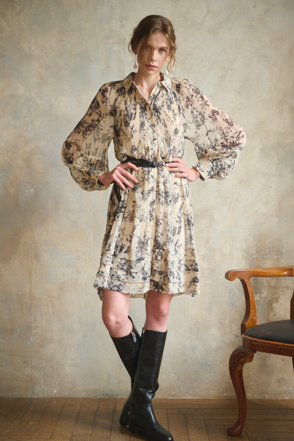 Merida Floral Belted Dress <br>  -IVO x blk pt-