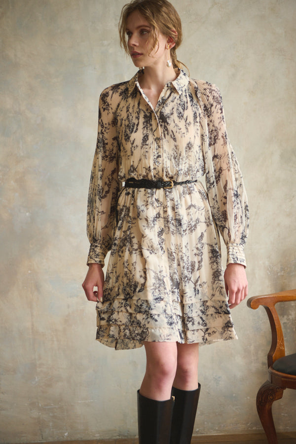 Merida Floral Belted Dress <br>  -IVO x blk pt-