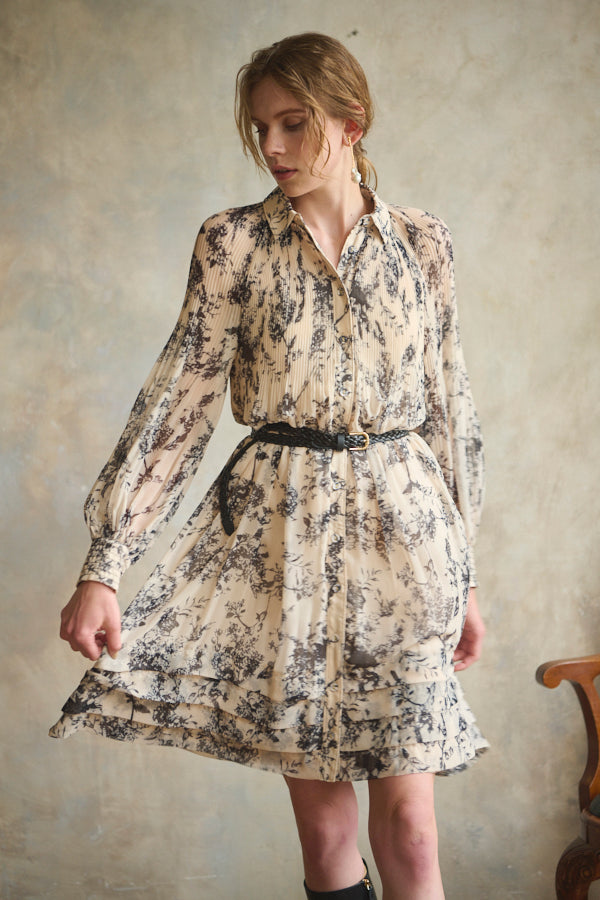 Merida Floral Belted Dress <br>  -IVO x blk pt-