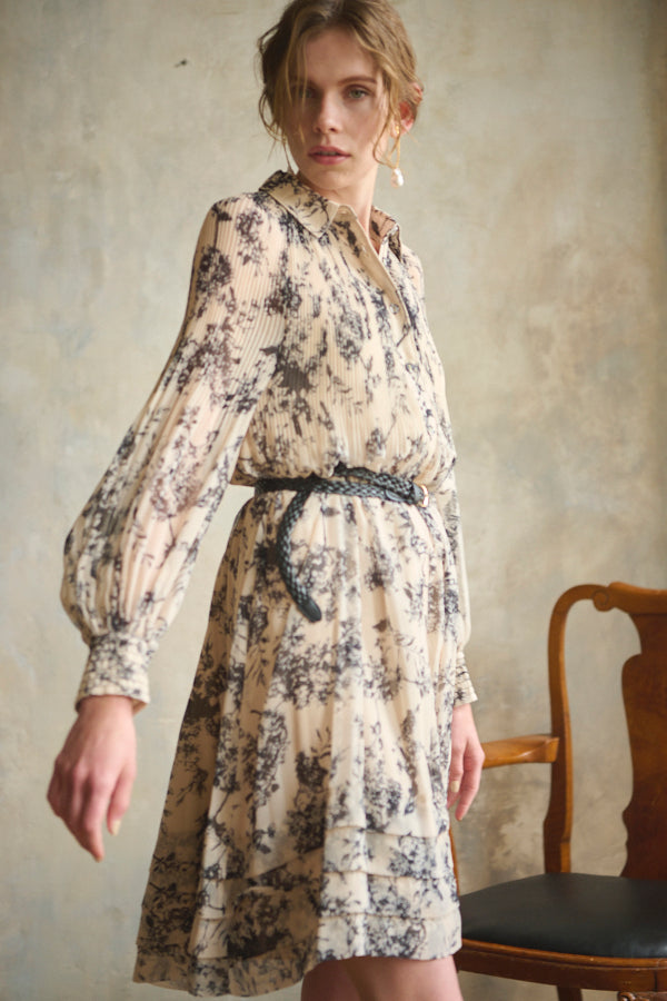 Merida Floral Belted Dress <br>  -IVO x blk pt-